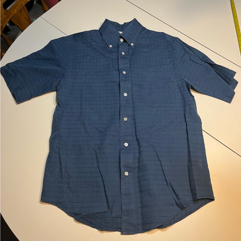 Turnbury men’s slate blue small button down short sleeve shirt European fabric